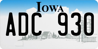 IA license plate ADC930