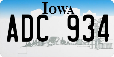 IA license plate ADC934