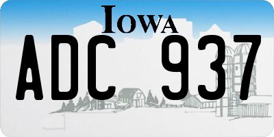 IA license plate ADC937