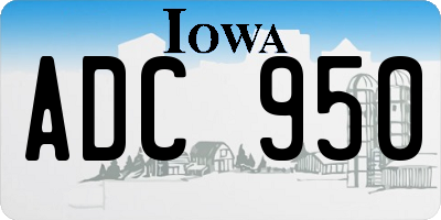 IA license plate ADC950