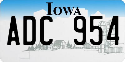 IA license plate ADC954