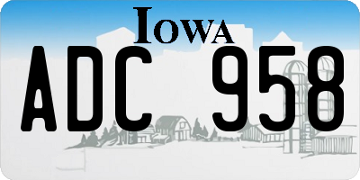 IA license plate ADC958