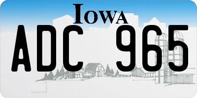 IA license plate ADC965