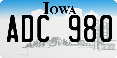 IA license plate ADC980