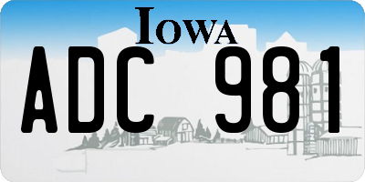 IA license plate ADC981