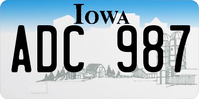 IA license plate ADC987