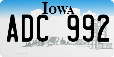 IA license plate ADC992