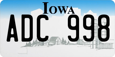 IA license plate ADC998
