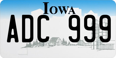 IA license plate ADC999