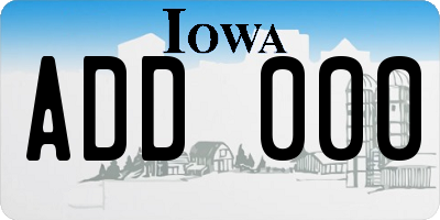 IA license plate ADD000