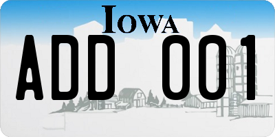 IA license plate ADD001