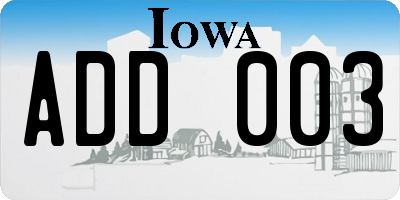IA license plate ADD003