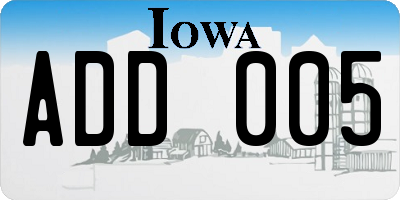 IA license plate ADD005