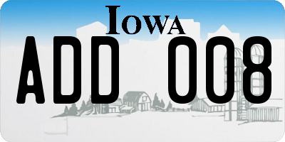 IA license plate ADD008