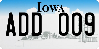 IA license plate ADD009