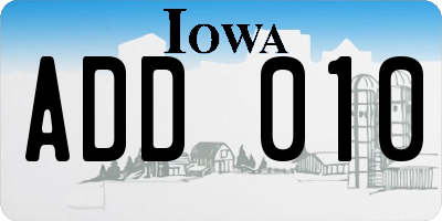 IA license plate ADD010