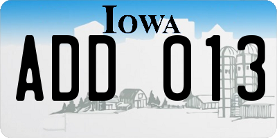 IA license plate ADD013
