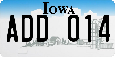 IA license plate ADD014