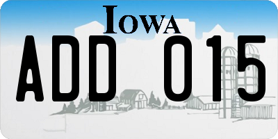 IA license plate ADD015