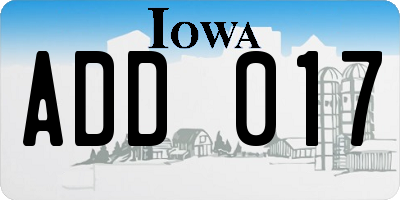 IA license plate ADD017