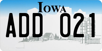IA license plate ADD021