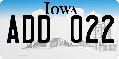 IA license plate ADD022