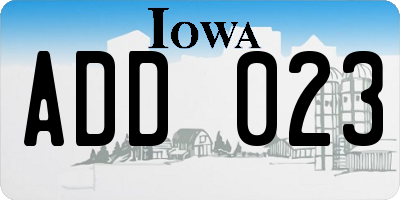 IA license plate ADD023