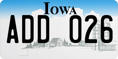 IA license plate ADD026