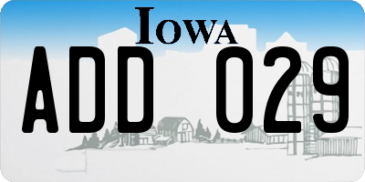 IA license plate ADD029