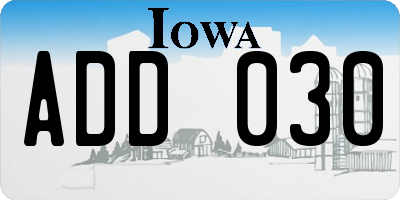 IA license plate ADD030