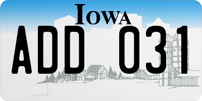 IA license plate ADD031