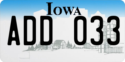 IA license plate ADD033