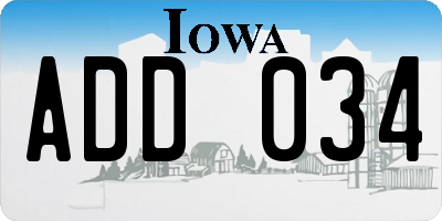 IA license plate ADD034