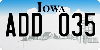 IA license plate ADD035