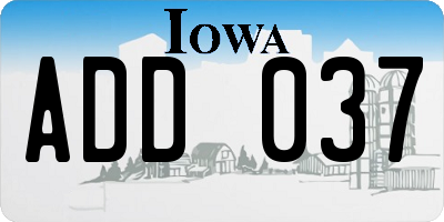 IA license plate ADD037
