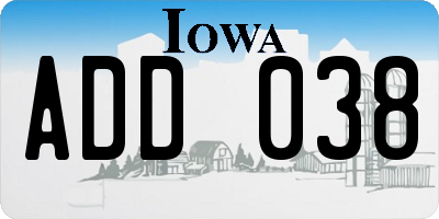 IA license plate ADD038
