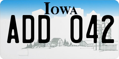 IA license plate ADD042