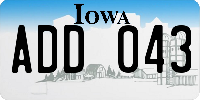 IA license plate ADD043