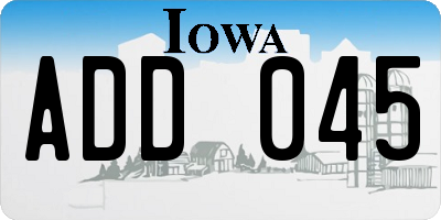 IA license plate ADD045
