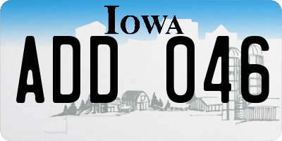 IA license plate ADD046