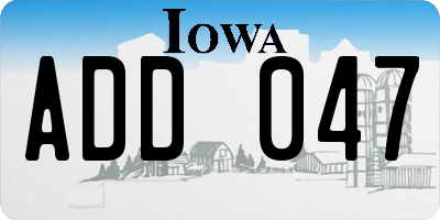 IA license plate ADD047