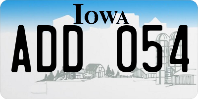 IA license plate ADD054