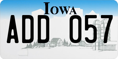 IA license plate ADD057