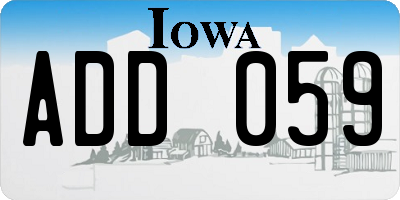 IA license plate ADD059