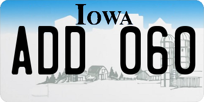 IA license plate ADD060