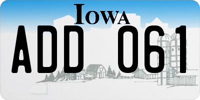 IA license plate ADD061