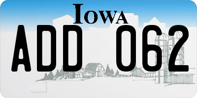 IA license plate ADD062