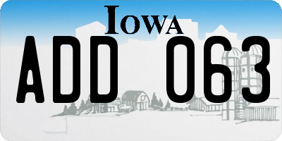 IA license plate ADD063