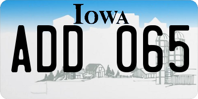 IA license plate ADD065