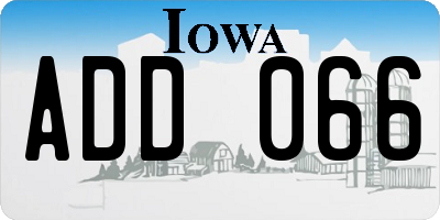 IA license plate ADD066